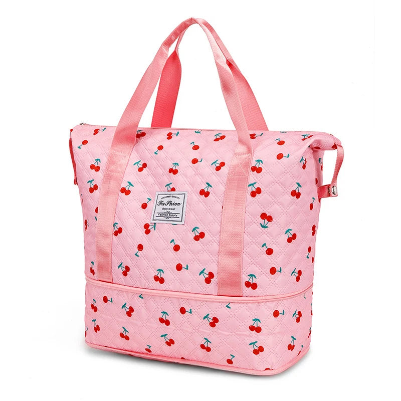 Oxford 2pcs tote bags foldable expandable with multiple pockets - product image