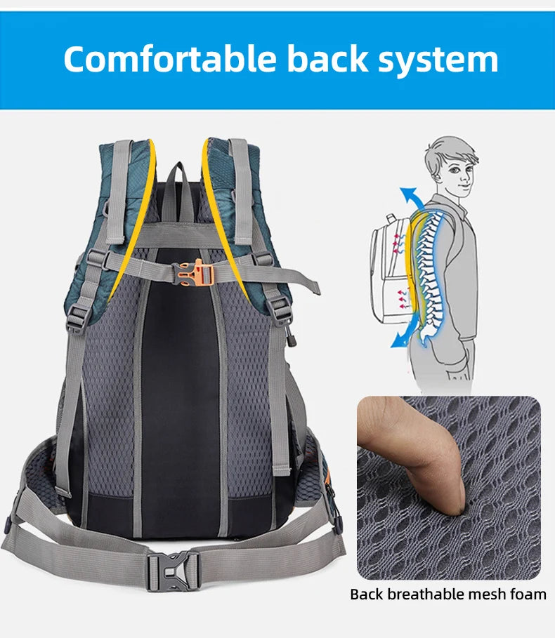 Oxford climbing backpack with shoe compartment and multi-layer storage - product image