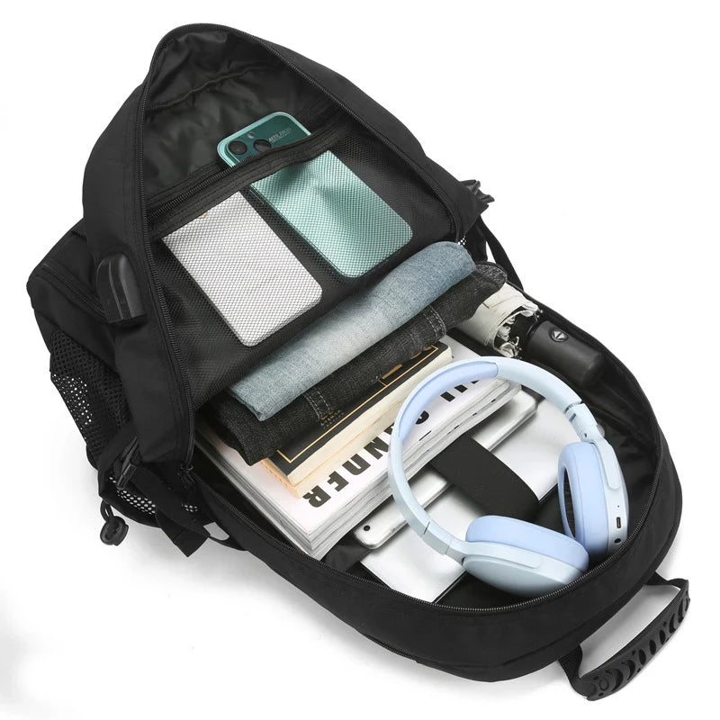 Oxford expandable gym backpack with usb port and shoe compartment - product image