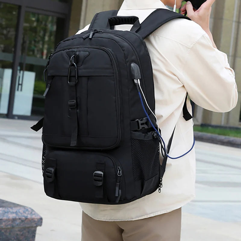 Oxford expandable gym backpack with usb port and shoe compartment - product image