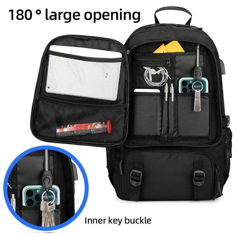 Oxford expandable gym backpack with usb port and shoe compartment - product image