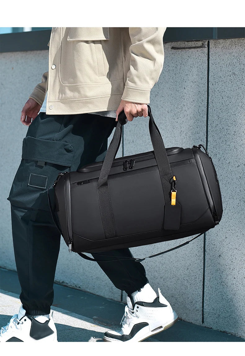 Oxford gym duffel bag with wet dry separation and shoe compartment - product image