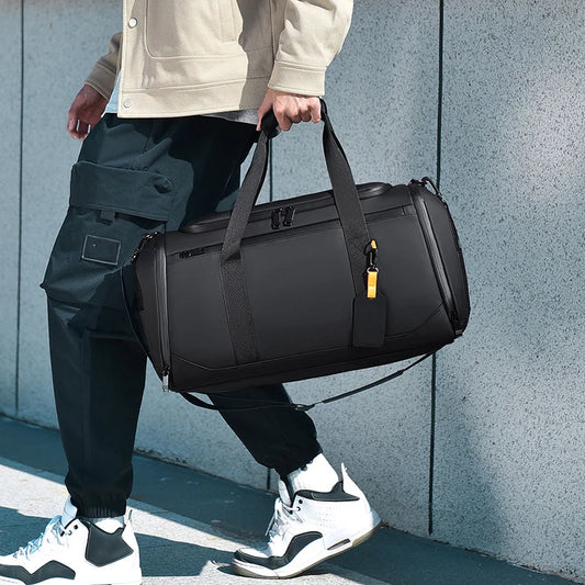 Oxford gym duffel bag with wet dry separation and shoe compartment - product image