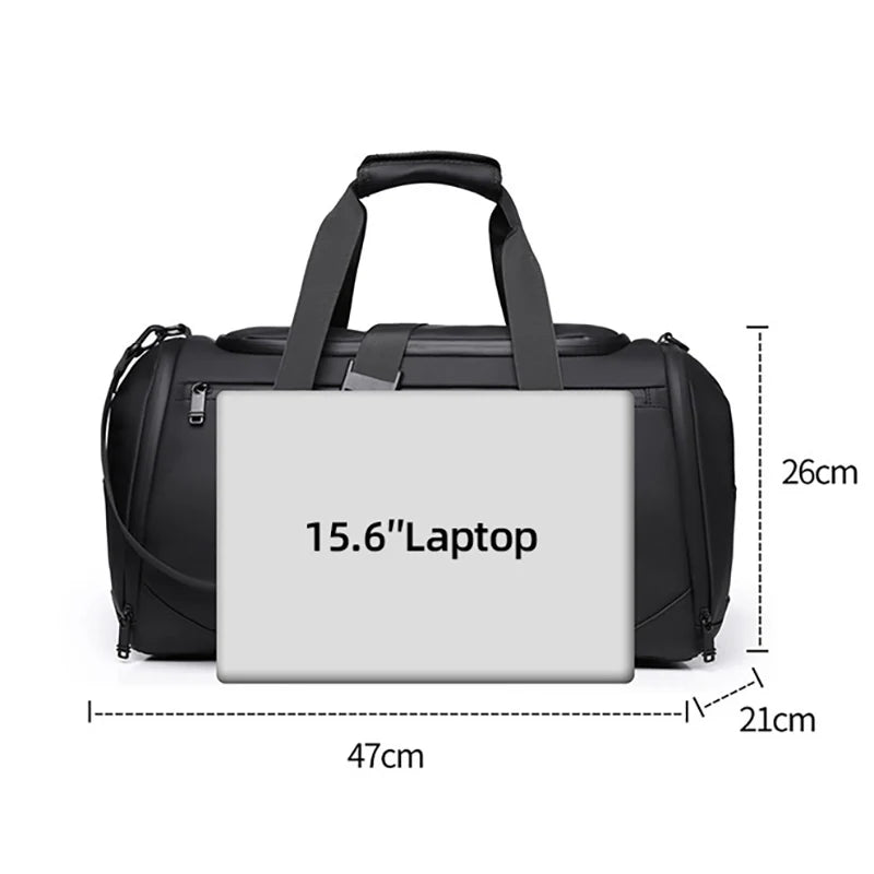 Oxford gym duffel bag with wet dry separation and shoe compartment - product image