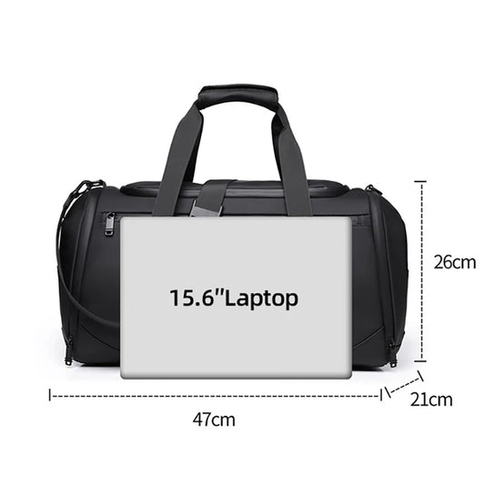 Oxford gym duffel bag with wet dry separation and shoe compartment - product image