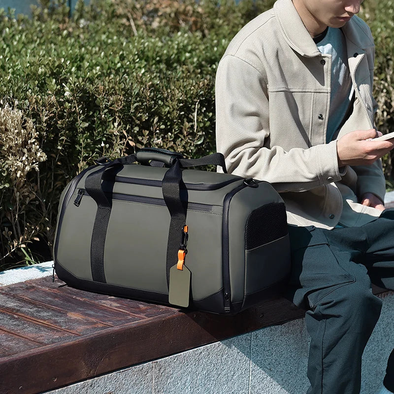 Oxford gym duffel bag with wet dry separation and shoe compartment - product image