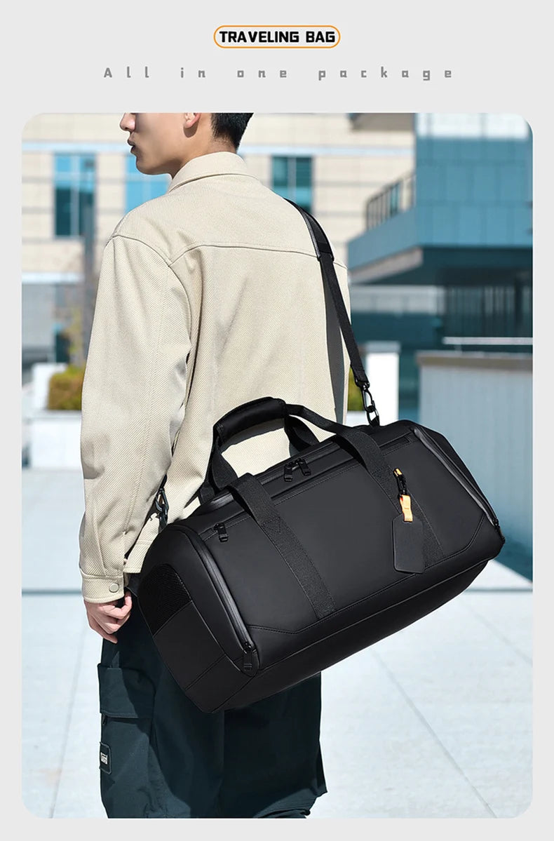 Oxford gym duffel bag with wet dry separation and shoe compartment - product image