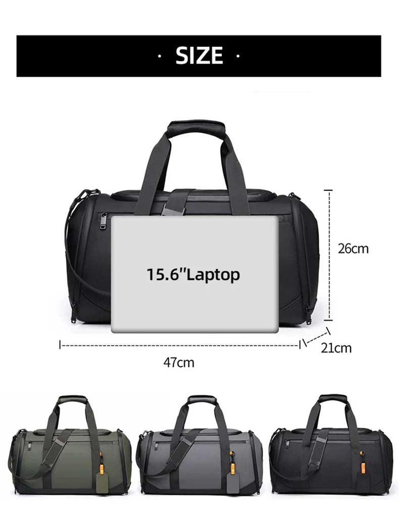 Oxford gym duffel bag with wet dry separation and shoe compartment - product image