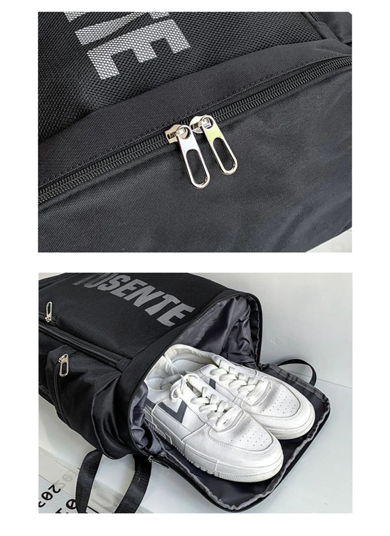 Oxford gym fitness backpack with shoe compartment and adjustable trolley straps - product image