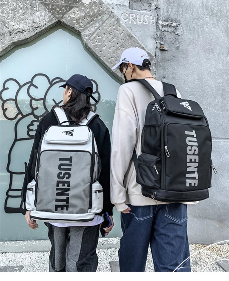 Oxford gym fitness backpack with shoe compartment and adjustable trolley straps - product image