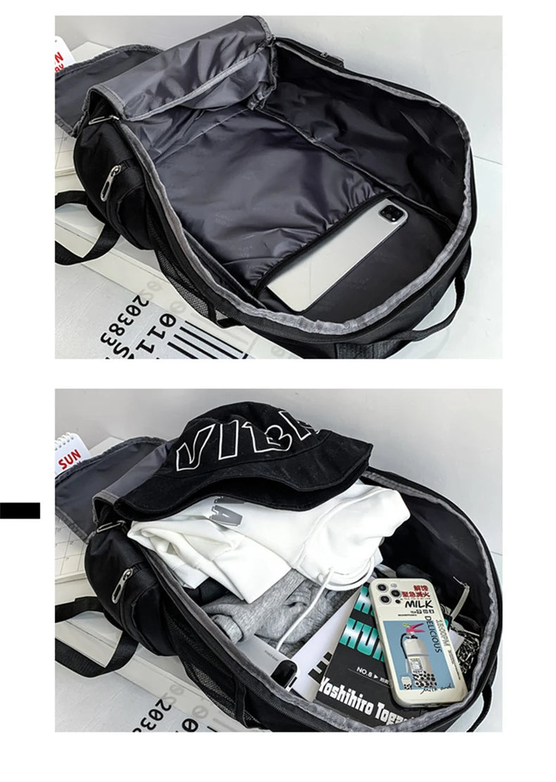 Oxford gym fitness backpack with shoe compartment and adjustable trolley straps - product image