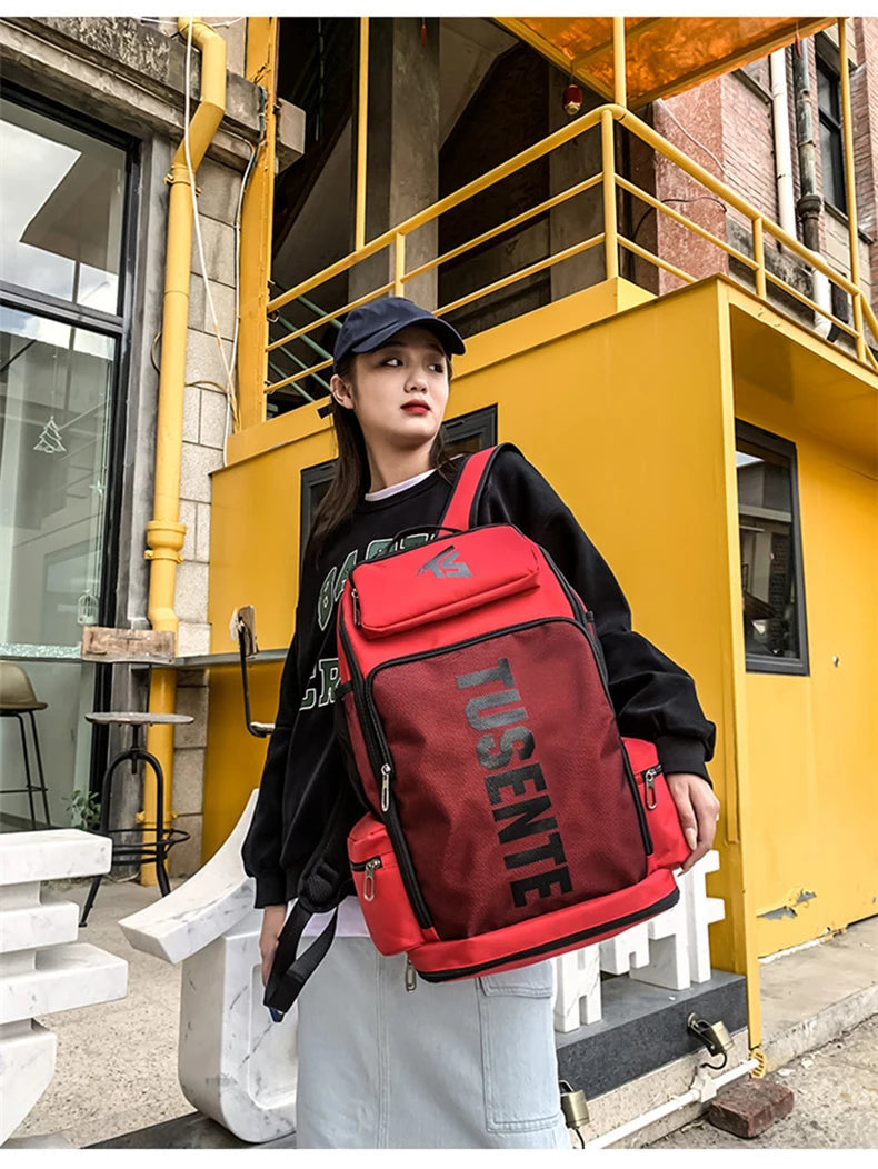 Oxford gym fitness backpack with shoe compartment and adjustable trolley straps - product image