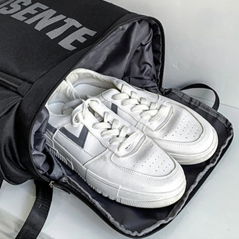 Oxford gym fitness backpack with shoe compartment and adjustable trolley straps - product image