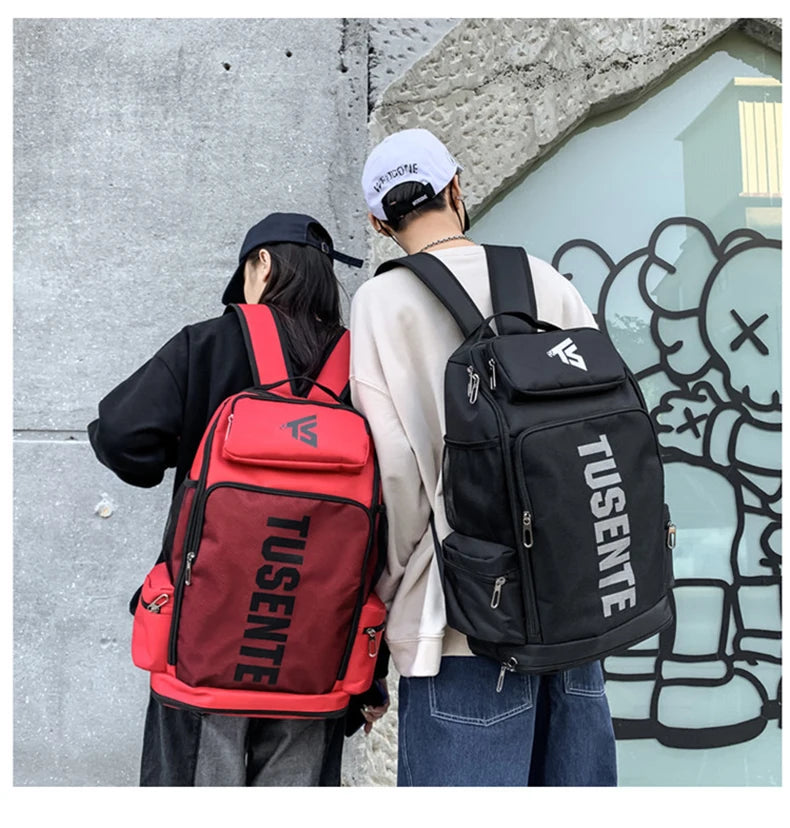 Oxford gym fitness backpack with shoe compartment and adjustable trolley straps - product image