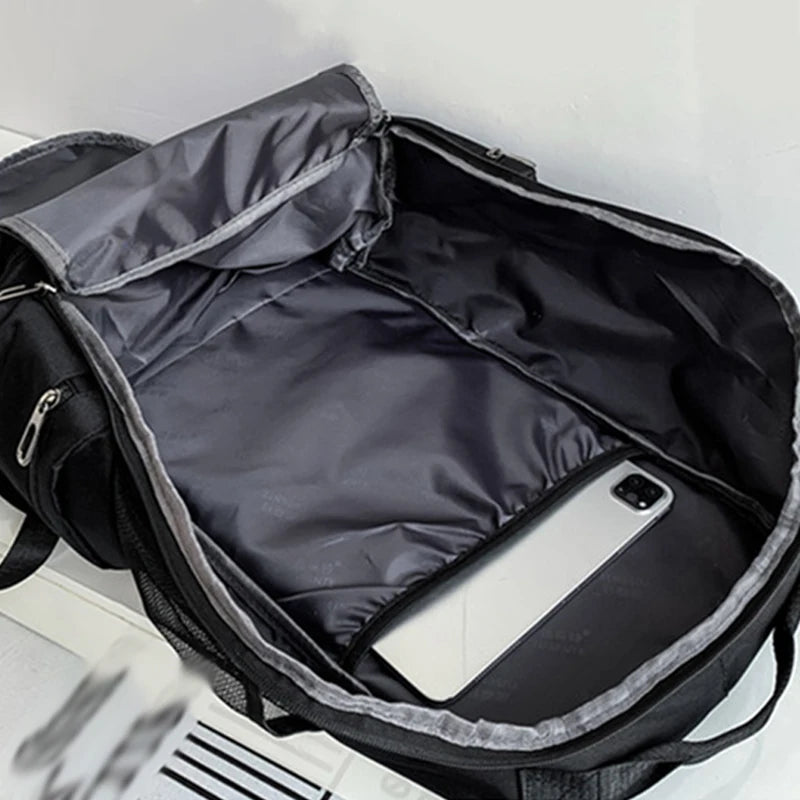 Oxford gym fitness backpack with shoe compartment and adjustable trolley straps - product image