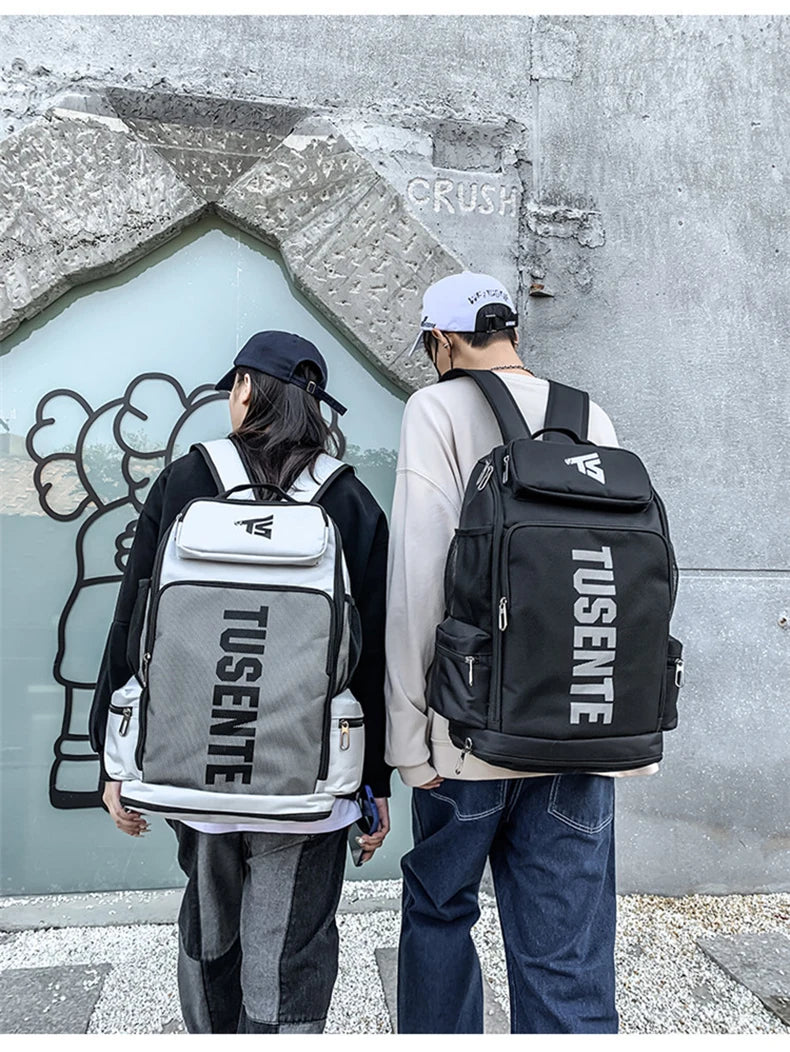 Oxford gym fitness backpack with shoe compartment and adjustable trolley straps - product image