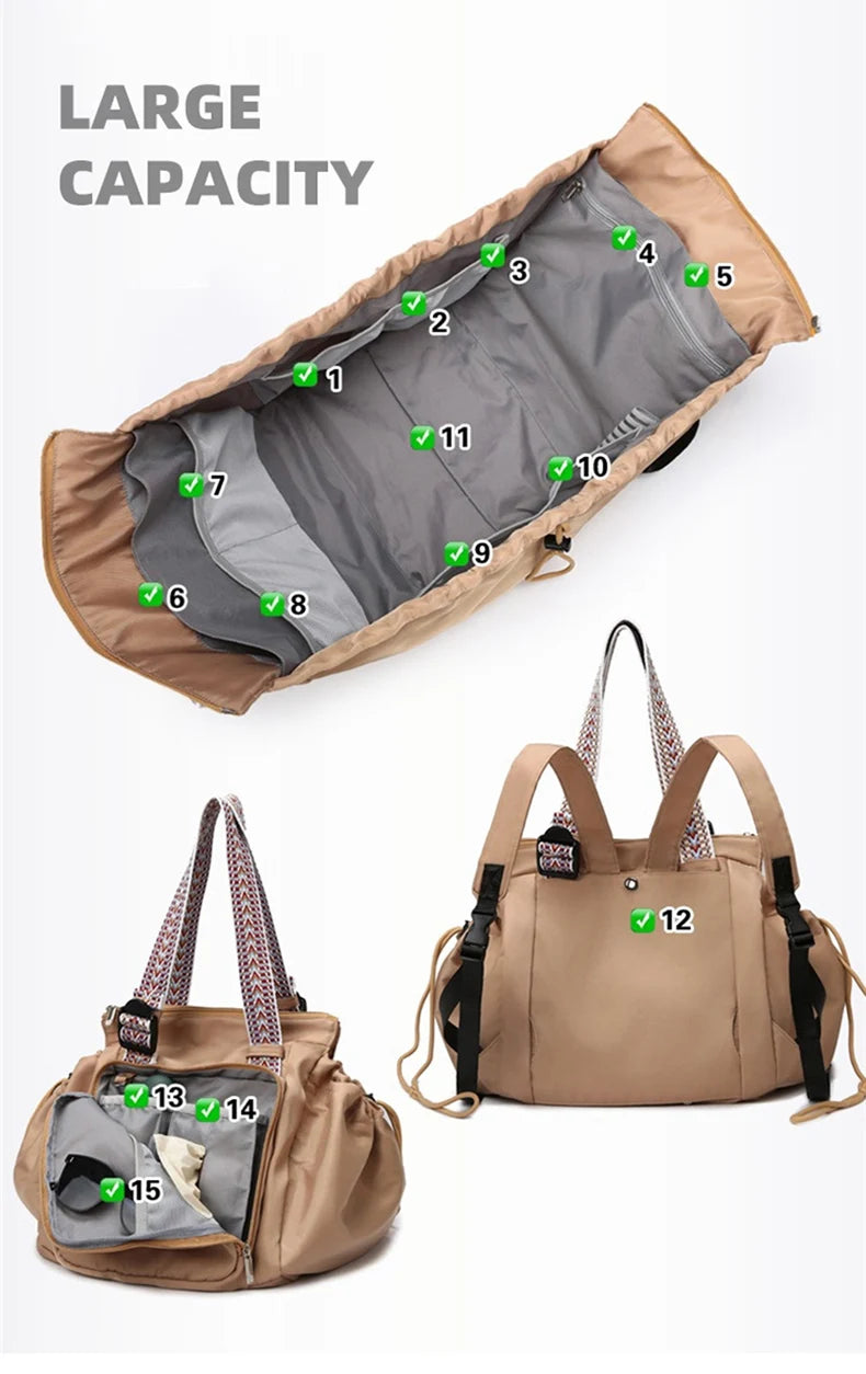 Oxford multi-functional versatile drawstring gym backpack with trolley strap - product image