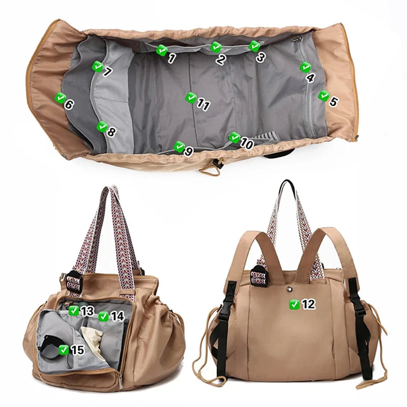 Oxford multi-functional versatile drawstring gym backpack with trolley strap - product image