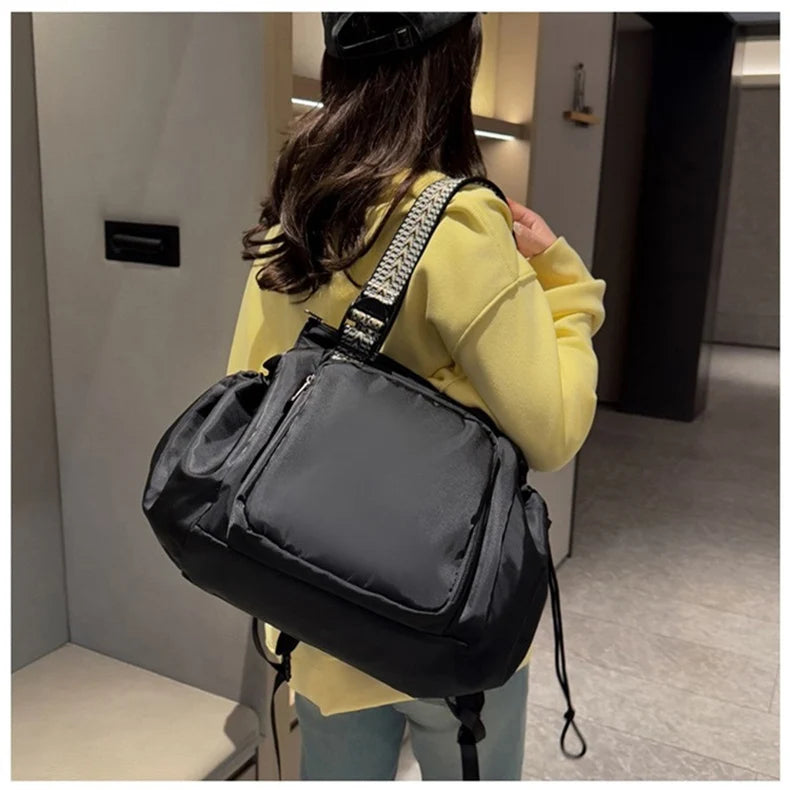 Oxford multi-functional versatile drawstring gym backpack with trolley strap - product image