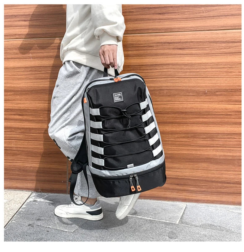 Oxford sport backpack shoes compartment multi-layer large capacity outdoor use - product image