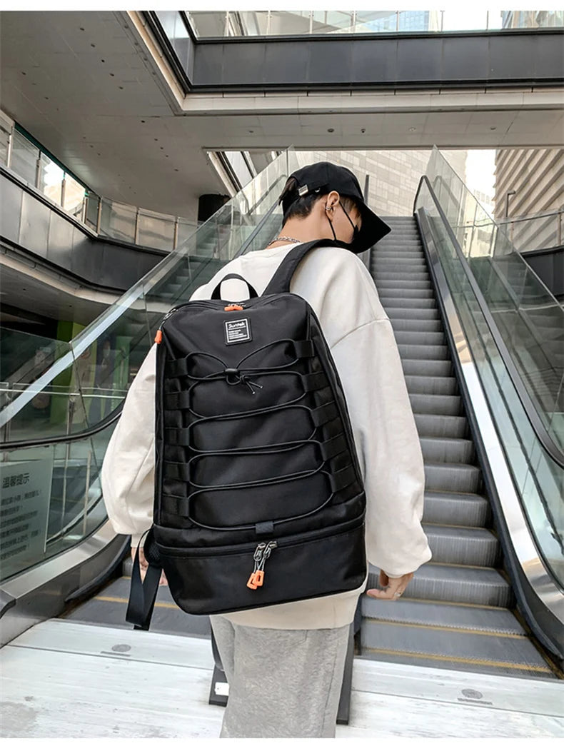 Oxford sport backpack shoes compartment multi-layer large capacity outdoor use - product image