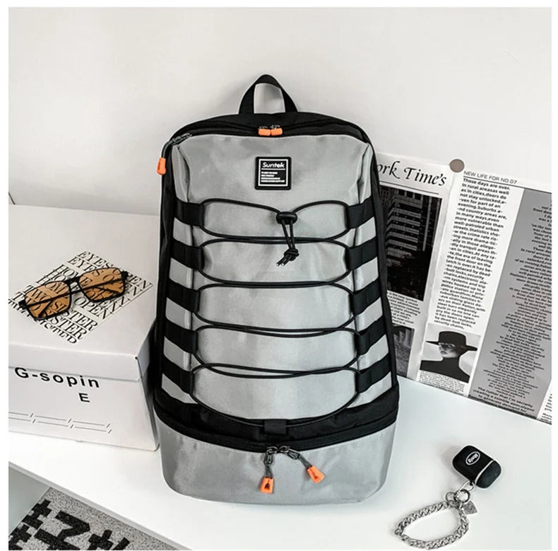 Oxford sport backpack shoes compartment multi-layer large capacity outdoor use - product image