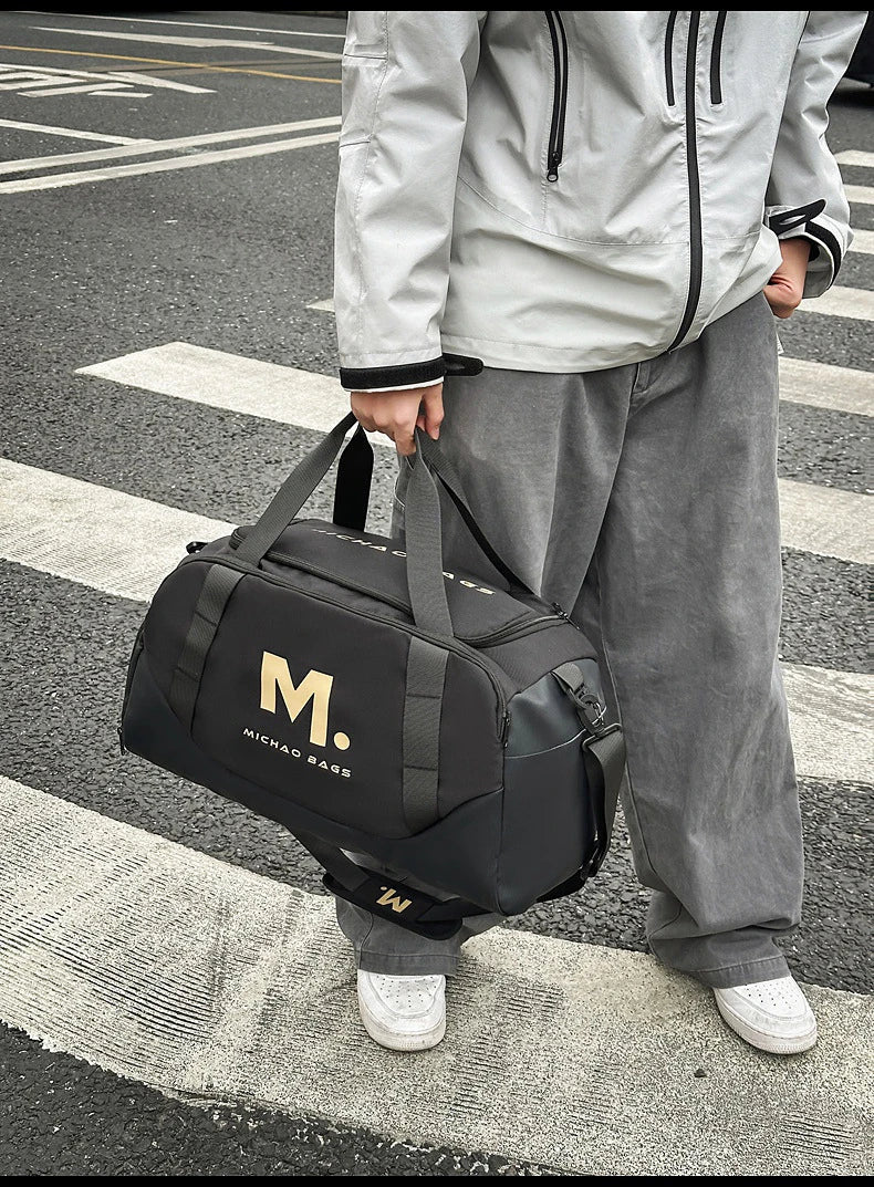 Oxford sports duffel bag with wet dry separation and removable shoulder strap - product image