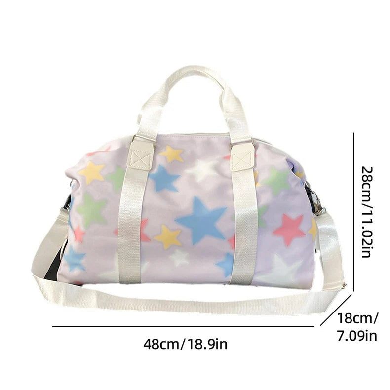 Oxford star print sports duffel bag with wet dry separation and multiple pockets - product image