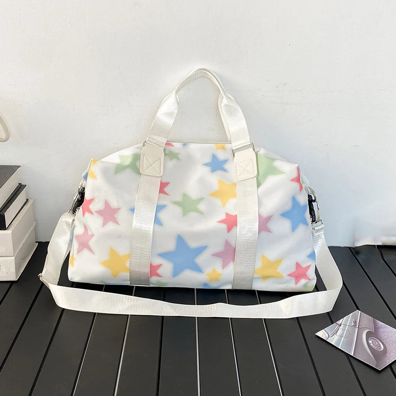 Oxford star print sports duffel bag with wet dry separation and multiple pockets - product image