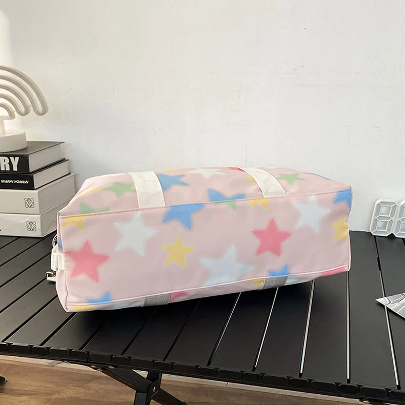 Oxford star print sports duffel bag with wet dry separation and multiple pockets - product image