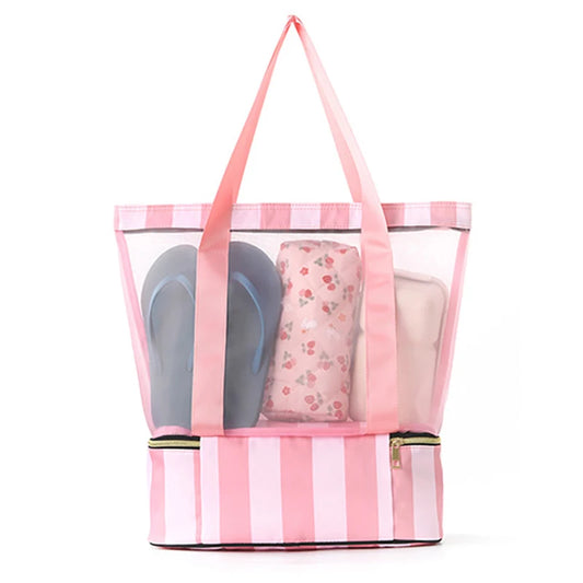Oxford swimming clear mesh tote bag with separate shoe compartment - product image