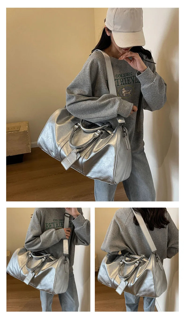 Pu fitness tote bag with large capacity waterproof crossbody handbag - product image