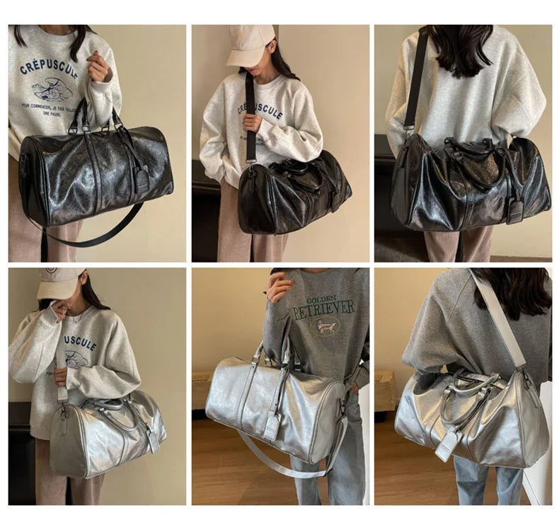 Pu fitness tote bag with large capacity waterproof crossbody handbag - product image