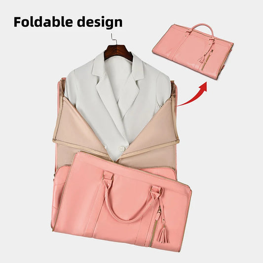 Pu foldable gym fitness shoulder bag waterproof multi-pocket large travel bag - product image