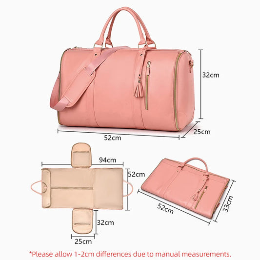 Pu foldable gym fitness shoulder bag waterproof multi-pocket large travel bag - product image