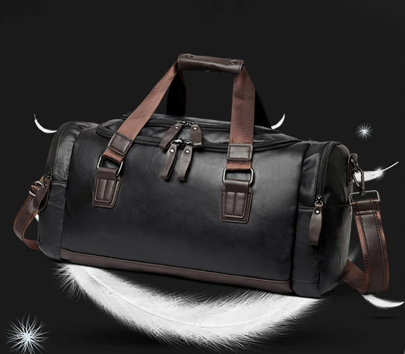 Pu gym travel duffel bag large capacity multi-pocket multi-carry shoulder bag - product image