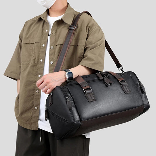 Pu gym travel duffel bag large capacity multi-pocket multi-carry shoulder bag - product image