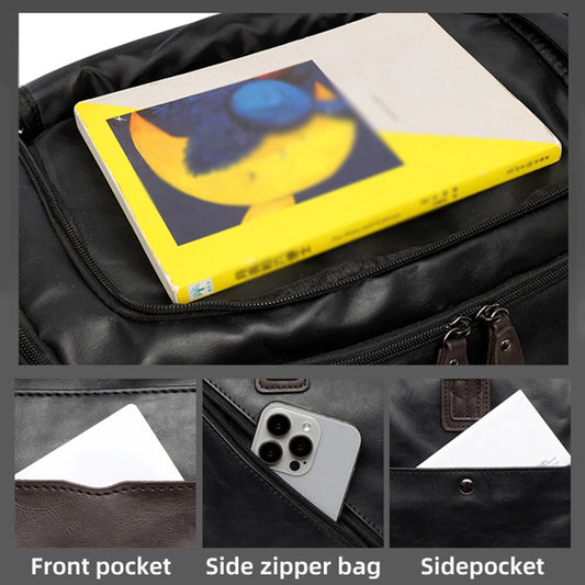 Pu gym travel duffel bag large capacity multi-pocket multi-carry shoulder bag - product image