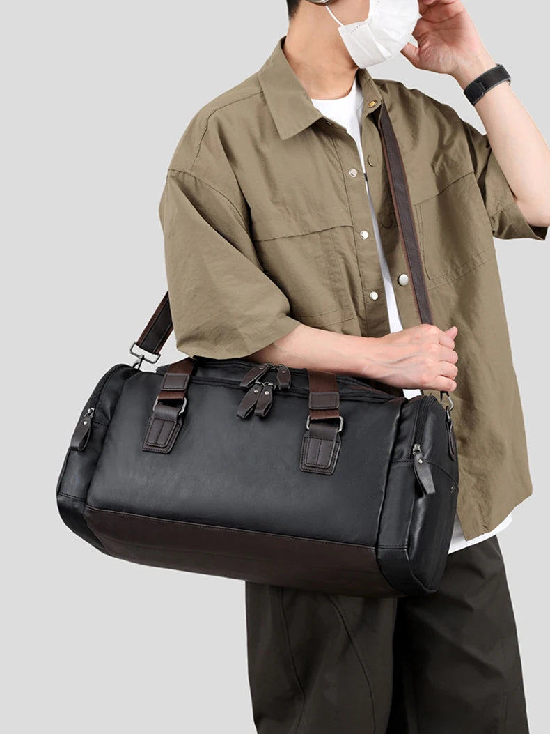 Pu gym travel duffel bag large capacity multi-pocket multi-carry shoulder bag - product image