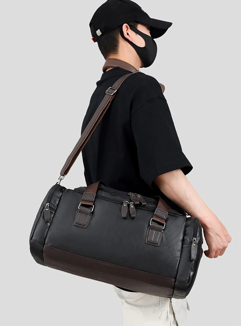 Pu gym travel duffel bag large capacity multi-pocket multi-carry shoulder bag - product image