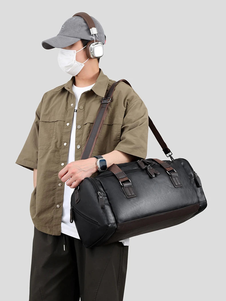 Pu gym travel duffel bag large capacity multi-pocket multi-carry shoulder bag - product image