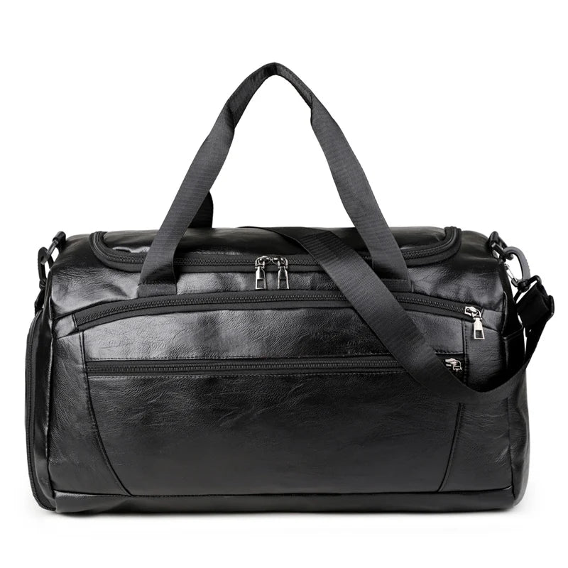 Pu large travel gym handbag shoes pocket waterproof multi-compartment design - product image