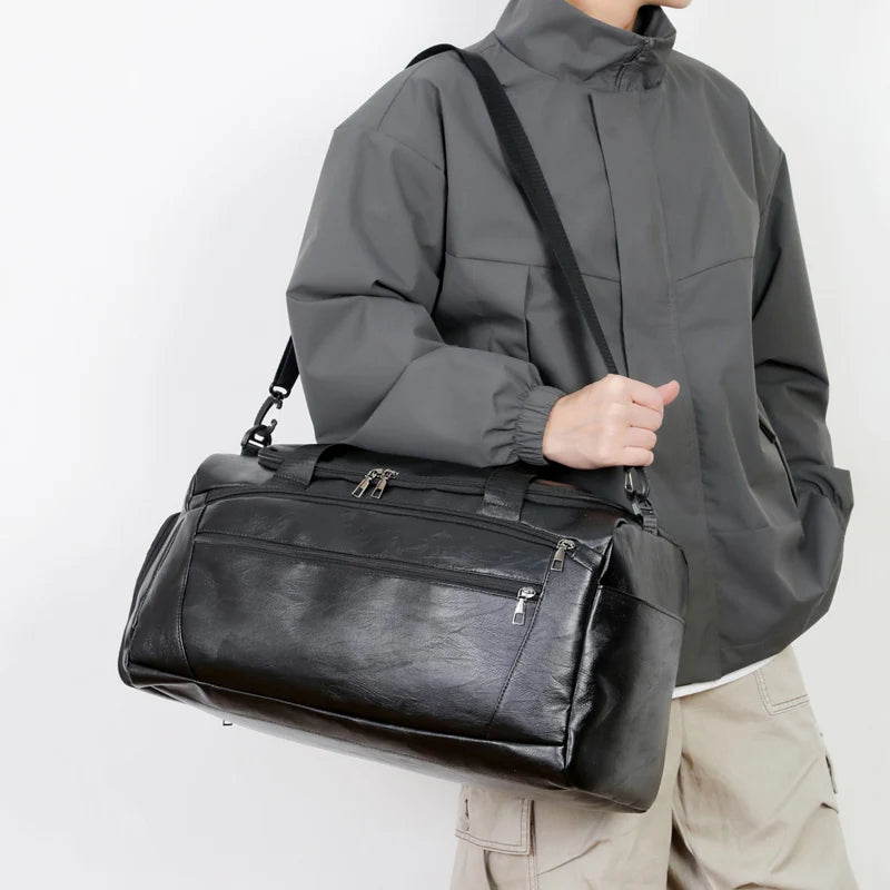 Pu large travel gym handbag shoes pocket waterproof multi-compartment design - product image