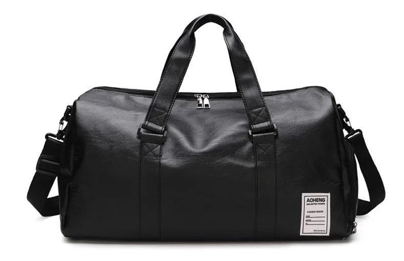 Pu leather gym bag with wet dry separation independent shoes pocket - product image