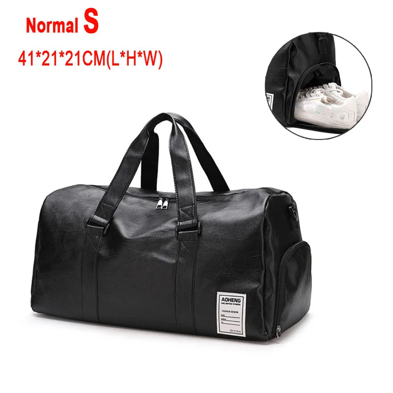 Pu leather gym bag with wet dry separation independent shoes pocket - product image