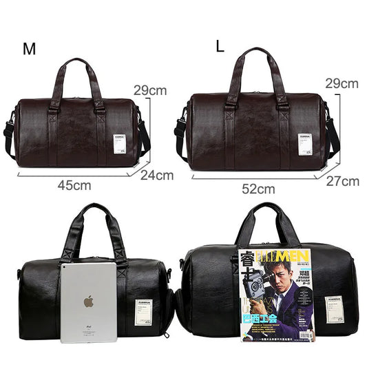 Pu leather gym fitness bag multi-size shoulder tote with shoes compartment - product image