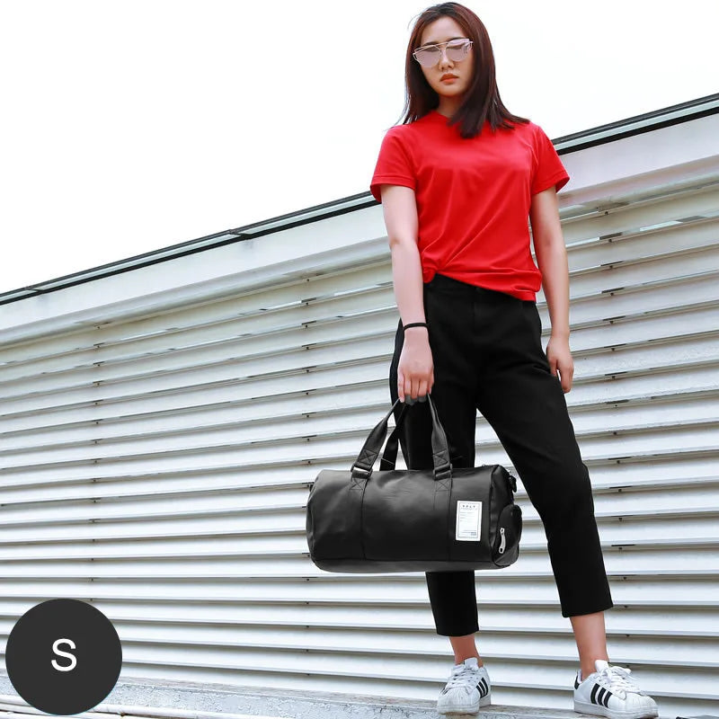 Pu leather gym fitness bag multi-size shoulder tote with shoes compartment - product image