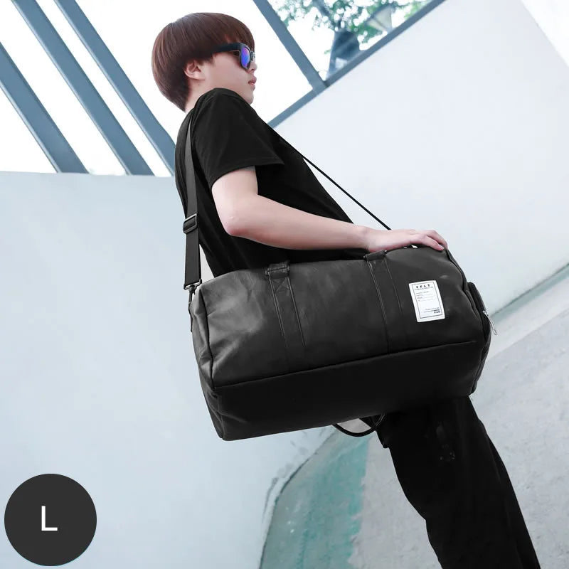 Pu leather gym fitness bag multi-size shoulder tote with shoes compartment - product image