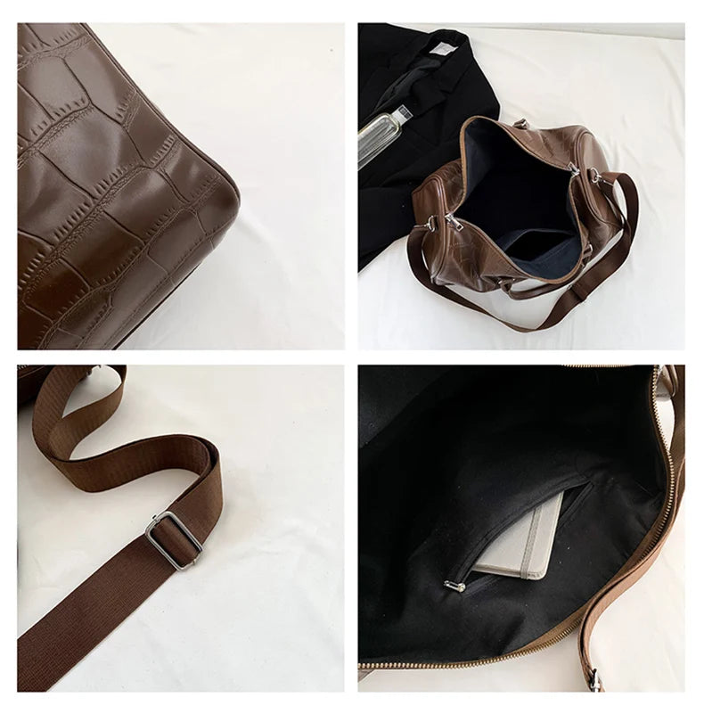 Pu multifunctional women's fitness shoulder bag with adjustable strap - product image