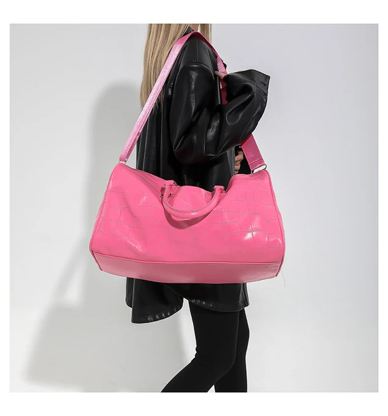 Pu multifunctional women's fitness shoulder bag with adjustable strap - product image